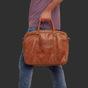 Slim Waxy Leather Laptop Bag