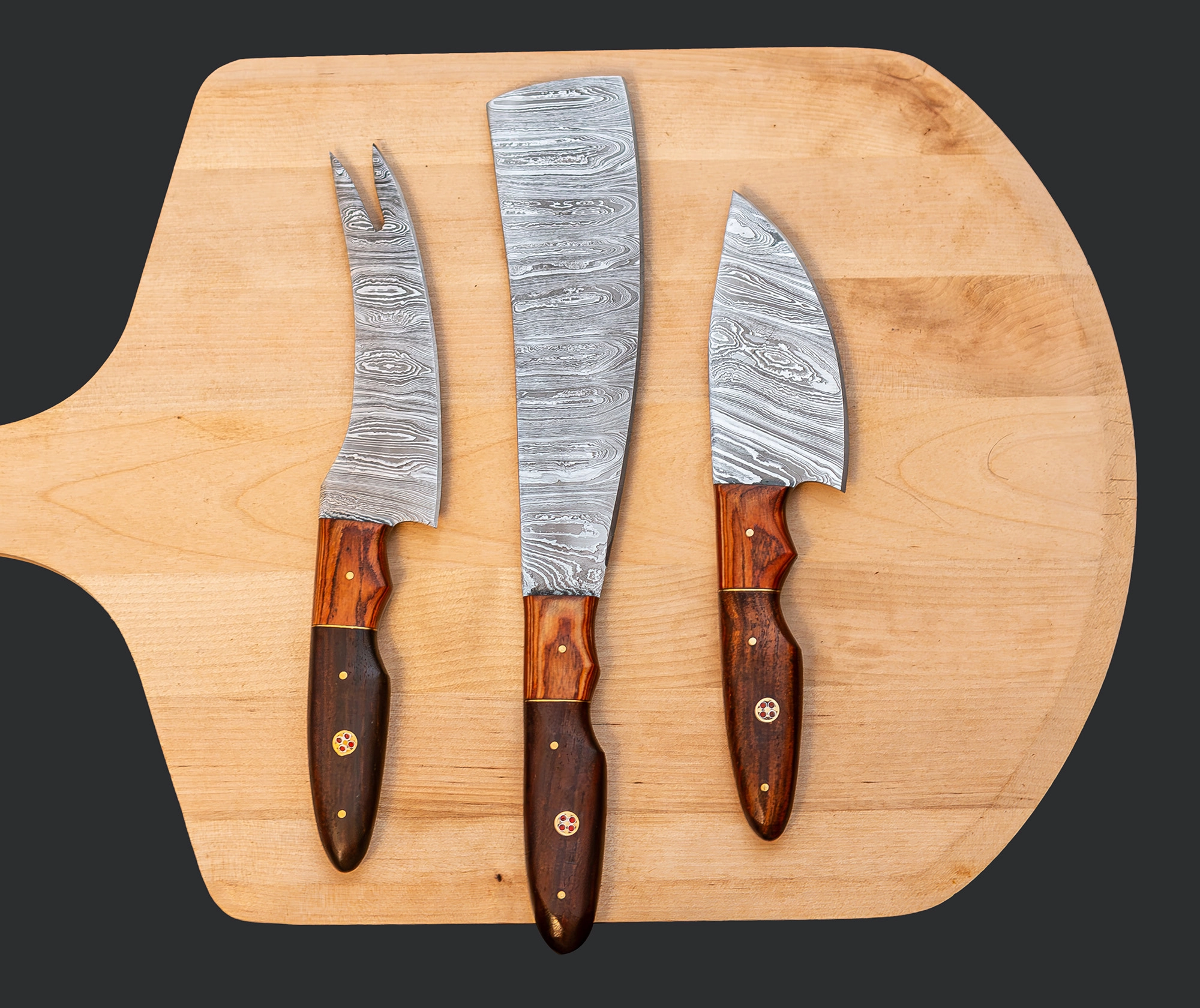 3-Piece Damascus Steel Chef & Carving Knife Set
