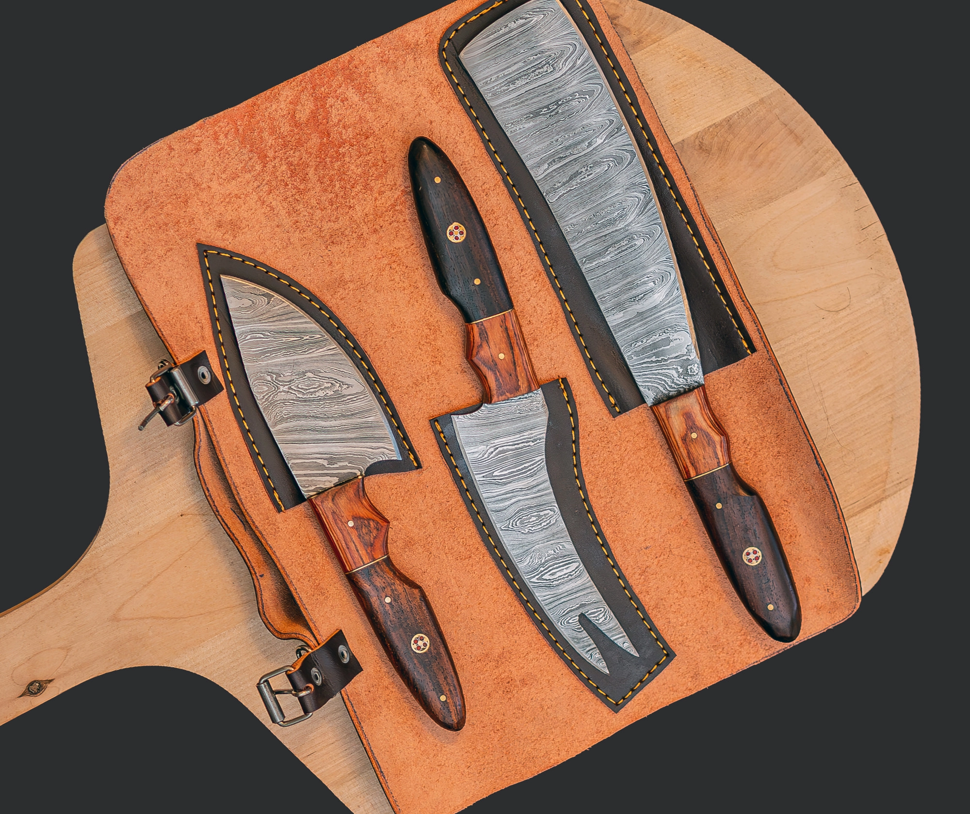 3-Piece Damascus Steel Chef & Carving Knife Set