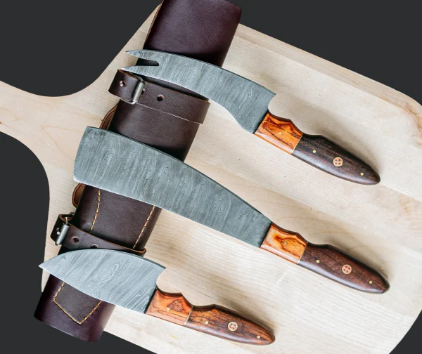 3-Piece Damascus Steel Chef & Carving Knife Set