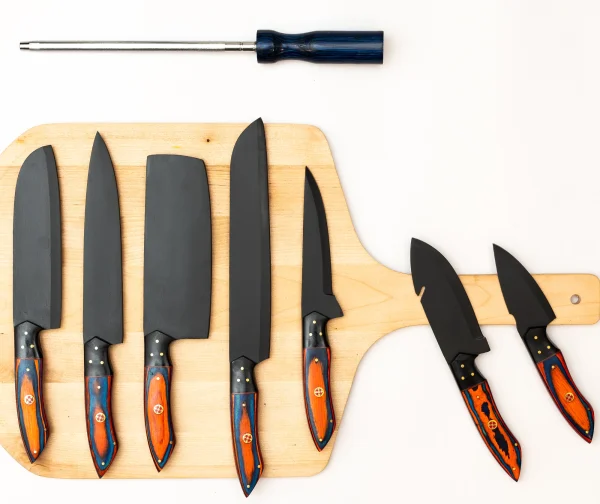 8-Piece Black Stainless Steel Chef Knife Set 8-Piece Black Stainless Steel Chef Knife Set