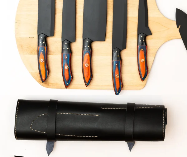 8-Piece Black Stainless Steel Chef Knife Set