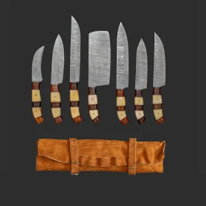 Rustic 7-Piece Damascus Chef Knife Set
