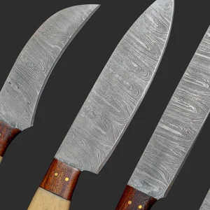 Rustic 7-Piece Damascus Chef Knife Set