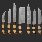 Rustic 7-Piece Damascus Chef Knife Set