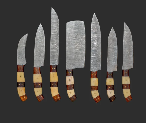 Rustic 7-Piece Damascus Chef Knife Set Rustic 7-Piece Damascus Chef Knife Set