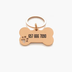 Personalized Rose Gold Bone Dog Tag