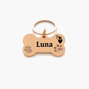 Personalized Rose Gold Bone Dog Tag